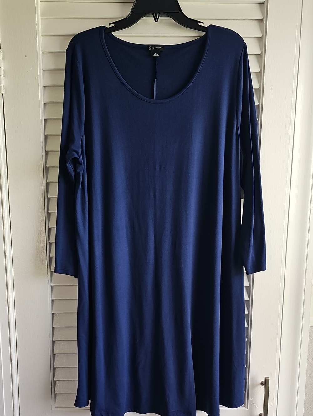 new directions Navy Long-Sleeve Scoop Neck Dress